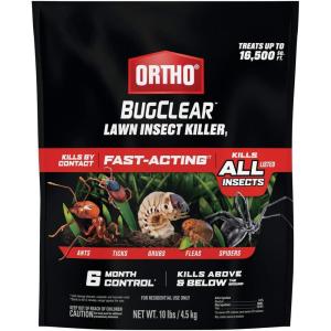imageOrtho BugClear Lawn Insect Killer1 Kills Ants Spiders Ticks Fleas Armyworms and Grubs Treats up to 16500 sq ft 10 lb160 Ounce Pack of 1